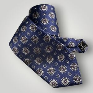 ROBERT TALBOTT Silk Tie Floral/Polka dot  100% Silk Necktie Gray/Blue USA